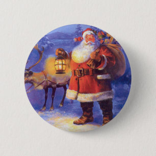 Jultomten och hans renar knapp