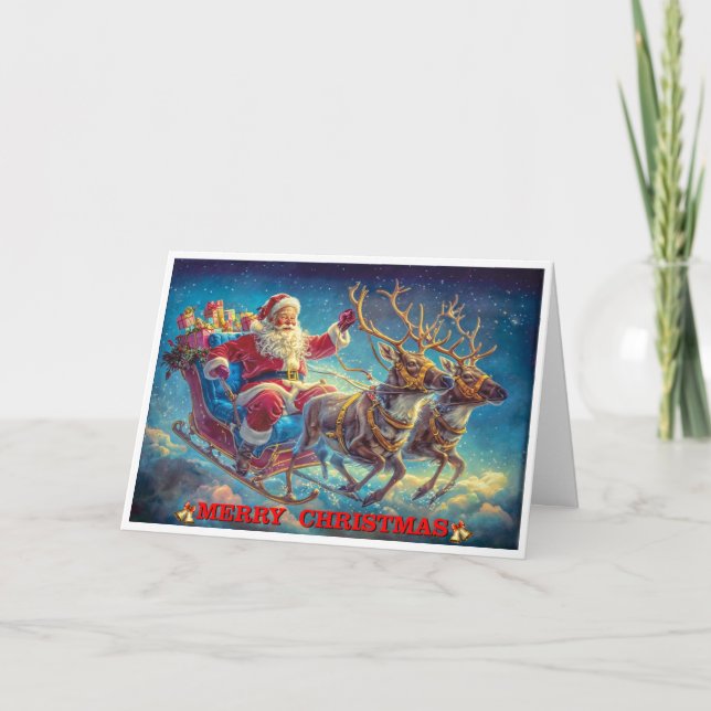 Jultomten och hans renar kort (Framsida)