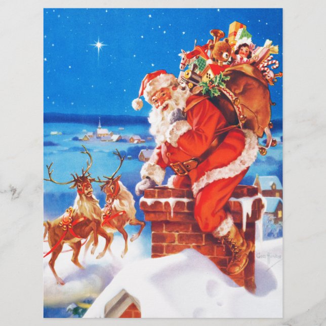 Jultomten och hans renar uppe på taket (Framsida)