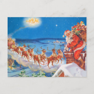 Jultomten och hans väldiga ren helg vykort