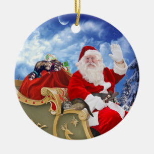 Jultomten och hans vesslajulprydnad julgransprydnad keramik