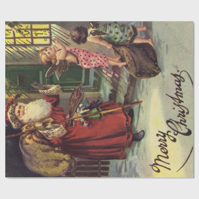 Jultomten och julänglar presentpapper (Platt)