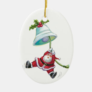 Jultomten och julen sätta en klocka på prydnaden julgransprydnad keramik
