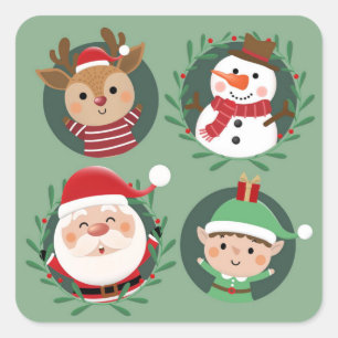 Jultomten och jultomten fyrkantigt klistermärke