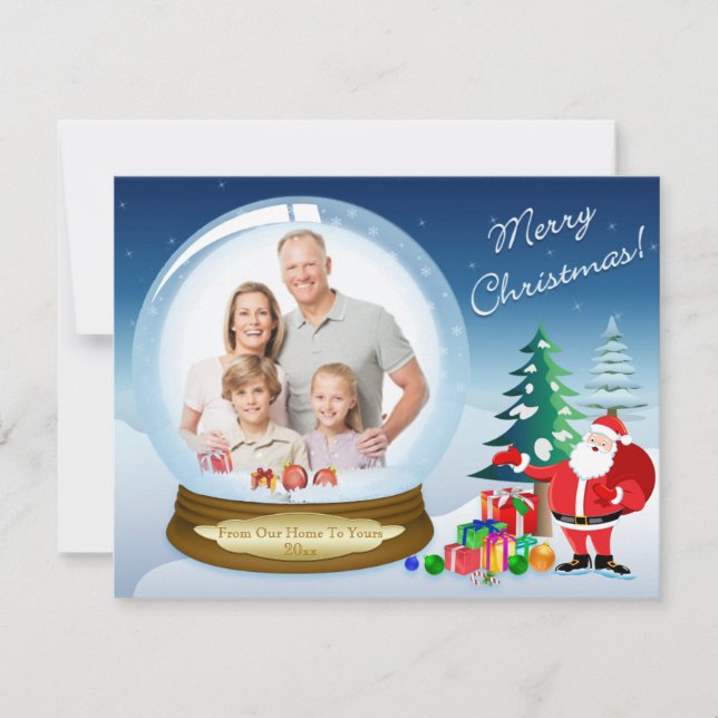 Jultomten och kort 2 för foto för snöjordklotjul (Framsida)
