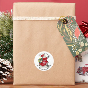 Jultomten och Leksak Bag-jul Runt Klistermärke