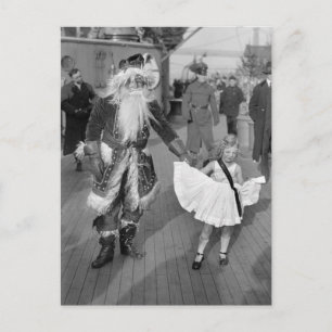 Jultomten och Little Girl den Deck, 1925 Helg Vykort