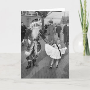 Jultomten och Little Girl den Deck, 1925 Helgkort