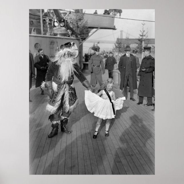 Jultomten och Little Girl den Deck, 1925 Poster (Framsidan)