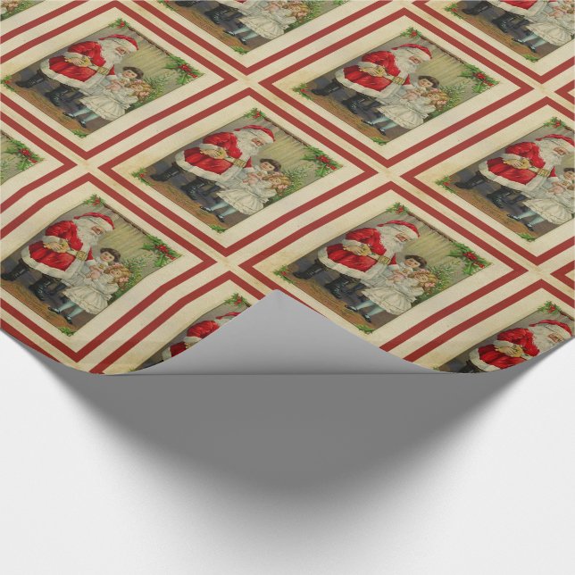 Jultomten och Little Girl Vintage jul Presentpapper (Hörn)