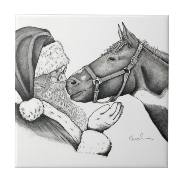 Jultomten och Paint Horse Kakelplatta (Framsidan)
