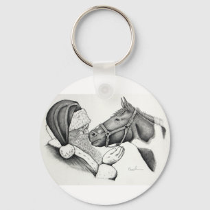 Jultomten och Paint Horse Nyckelring