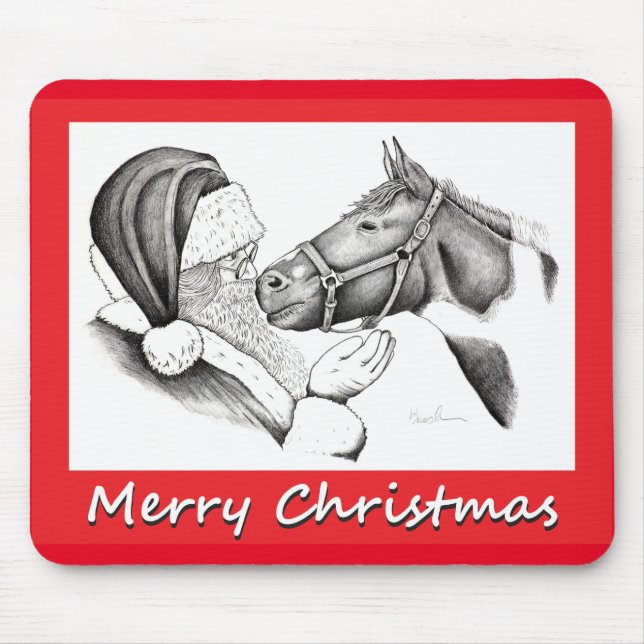 Jultomten och Paint Pinto Horse Musmatta (Framsidan)