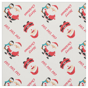 Jultomten och penguin personlig jul tyg
