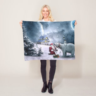 Jultomten och Polar Bear Fleecefilt