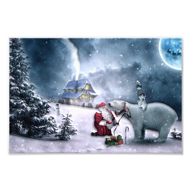 Jultomten och Polar Bear Fototryck (Framsidan)