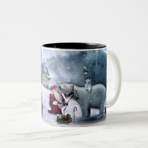 Jultomten och Polar Bear Två-Tonad Mugg