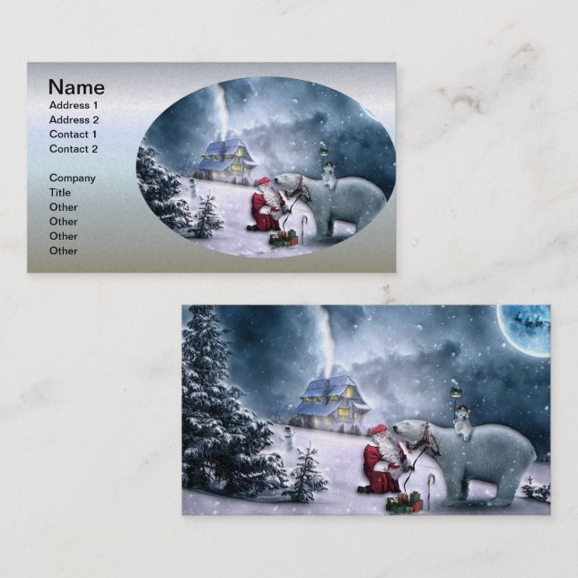 Jultomten och Polar Bear Visitkort (Fram/baksida)