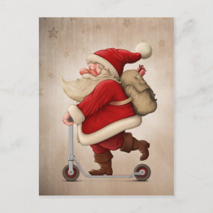 Jultomten och Push-scooter Helg Vykort