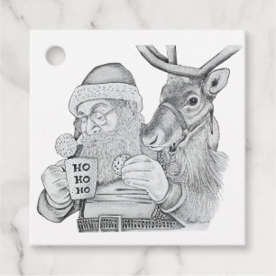 Jultomten och renar gåvor etiketter