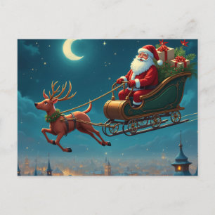 Jultomten och renar helg vykort