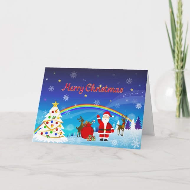 Jultomten och renar kort (Framsida)