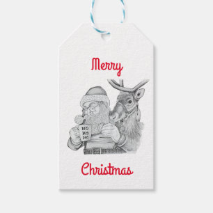 Jultomten och renar presentetikett