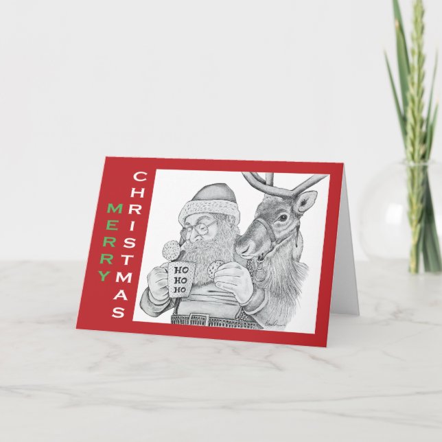 Jultomten och renar tack kort (Framsida)