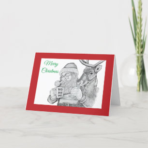 Jultomten och renar tack kort