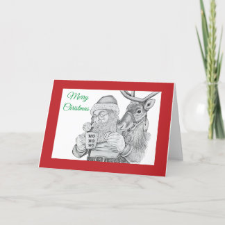 Jultomten och renar tack kort