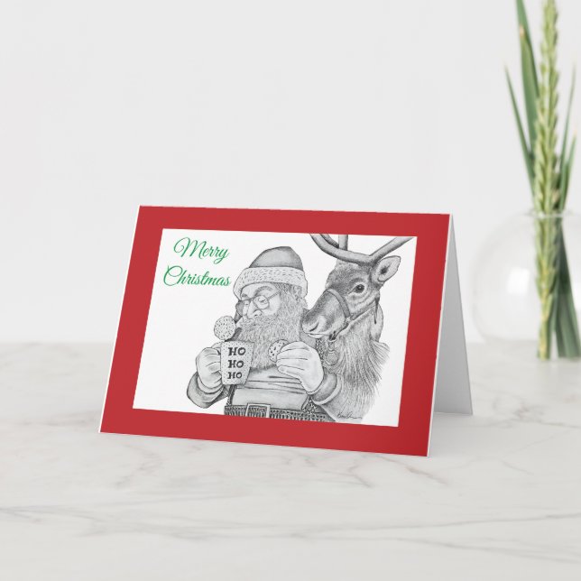 Jultomten och renar tack kort (Framsida)