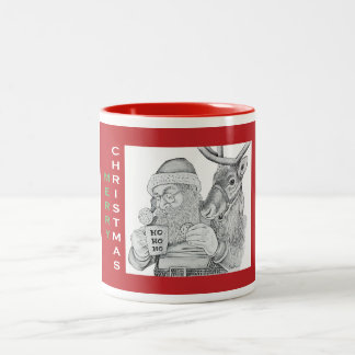 Jultomten och renar Två-Tonad mugg