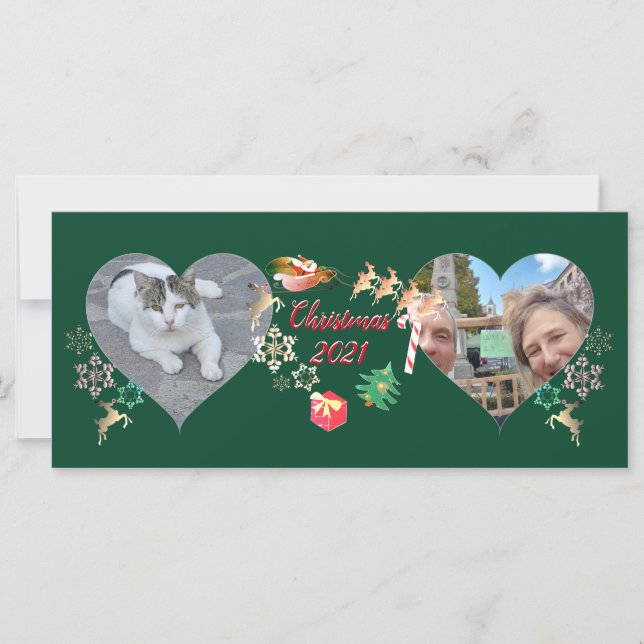 Jultomten och Rener 2 Foton Hälsning (Framsida)