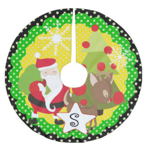 Jultomten och renjulen Helgdag Träd Skirt Julgransmatta Borstad Polyester