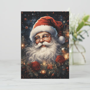 Jultomten och Röd ros Julkort