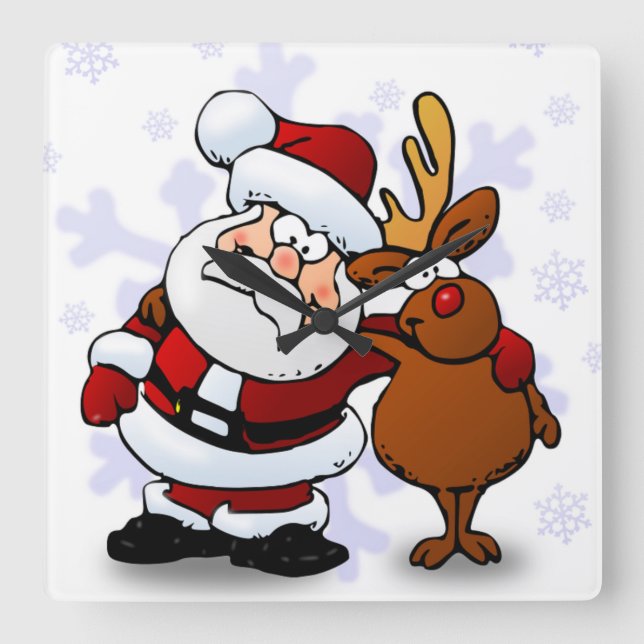 JULTOMTEN OCH RUBRIK FYRKANTIG KLOCKA (Framsida)