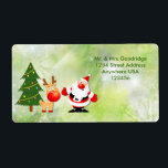 Jultomten och Rudolf Fraktsedel<br><div class="desc">Festive julhelg - Santa och Rudolf nära Julgran.</div>