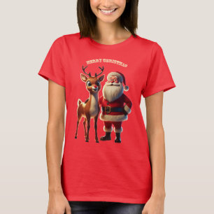 Jultomten och Rudolph the Red-Nged Reindeer URM T Shirt