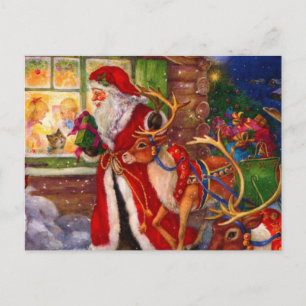 Jultomten och rudolph vykort