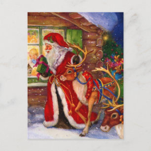 Jultomten och rudolph vykort
