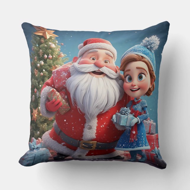 Jultomten och Snö Maiden som firar jul Kudde (Framsida)