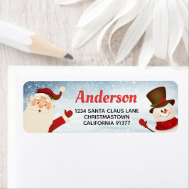 Jultomten och Snögubbe-adressetikett Returadress Etikett