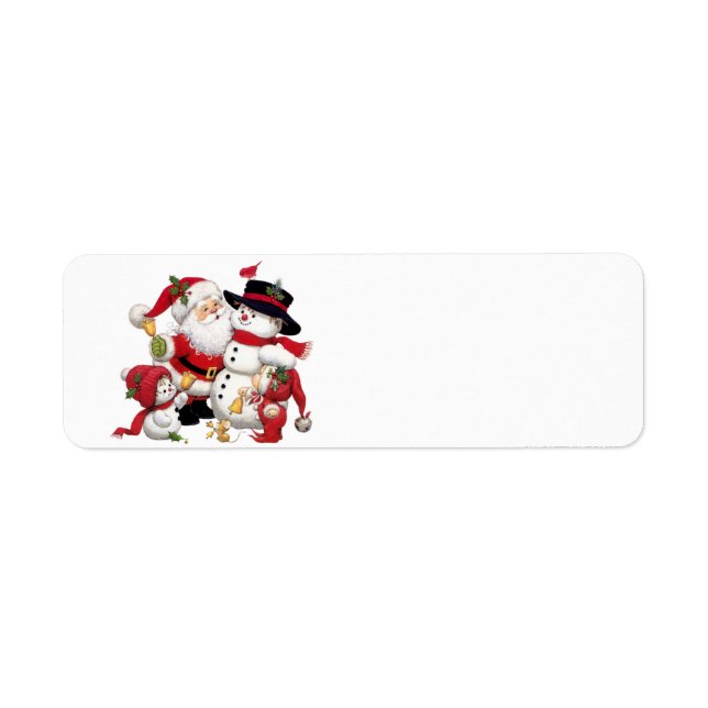 Jultomten och Snögubbe Returadress Etikett (Framsidan)