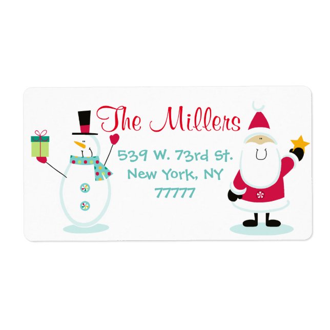 Jultomten och Snögubbe-Returadressen Fraktsedel (Framsidan)