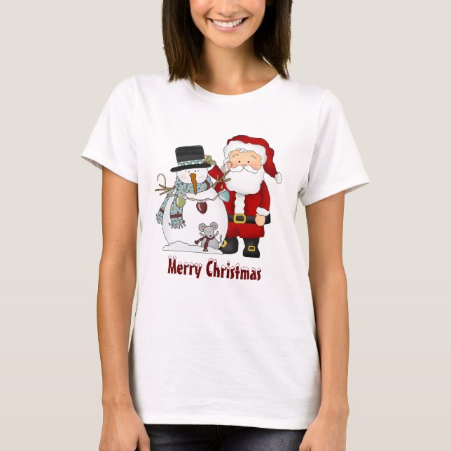 Jultomten och Snögubbe t-shirt (Framsida)