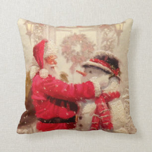 Jultomten och snögubbejulen kudde