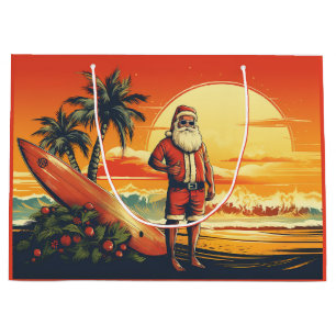 jultomten och surfboard Retro Surfing Beach