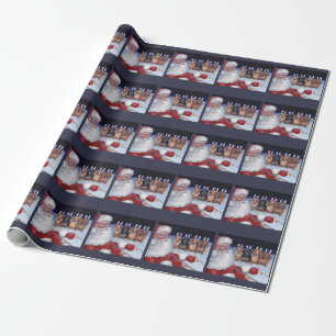 Jultomten och taxar Christma som slår in papper Presentpapper