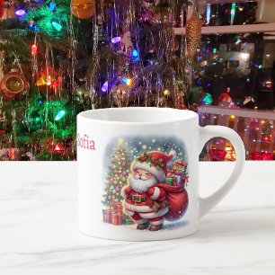 Jultomten och Träd eget namn Barn Kopp Espressomugg