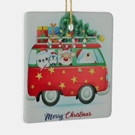 Jultomten och vänner julgransprydnad keramik